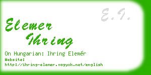 elemer ihring business card